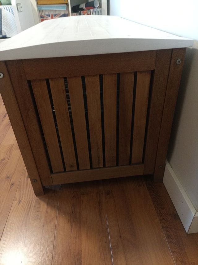 Baúl madera blanco-marrón