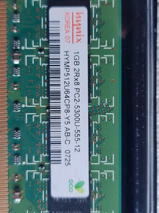 RAM Hynix 2x 1GB PC2-5300. DDR2.
