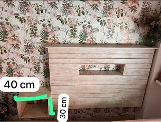 Cabecero cama madera + mesita