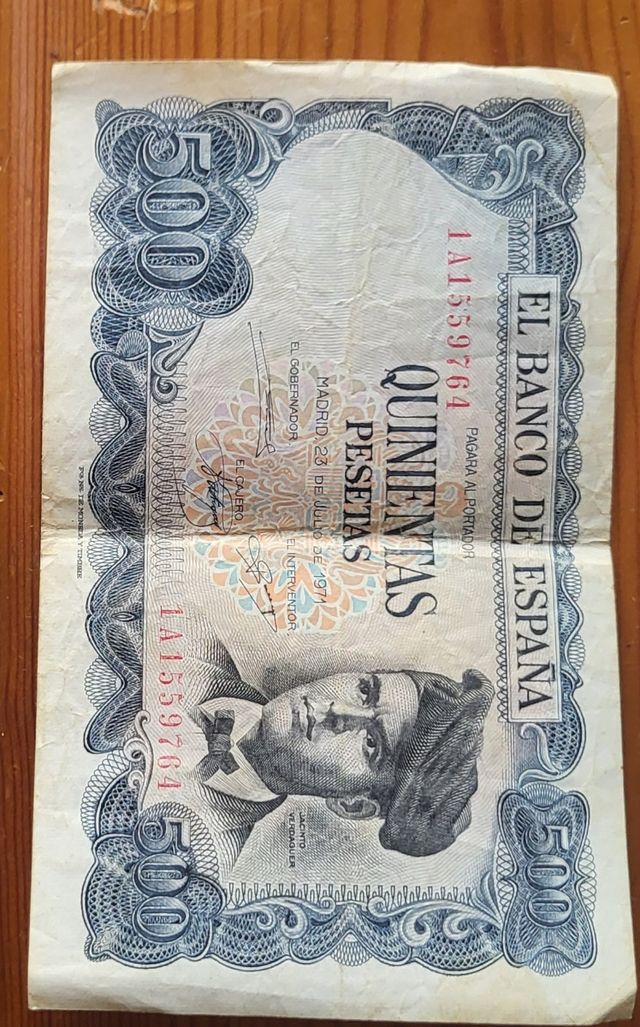 Billete 100, 500 y 1 Peseta España.