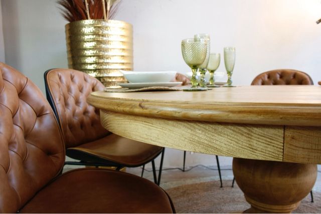 MESA REDONDA WINDSOR PATA TORNEADA A MEDIDA