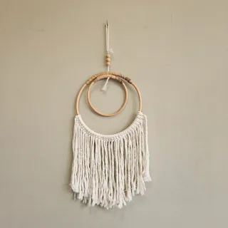 Atrapasueños boho: mimbre beige