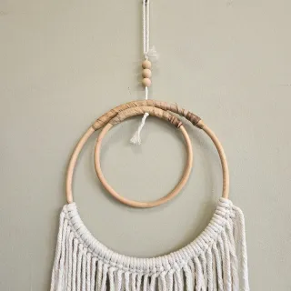 Atrapasueños boho: mimbre beige