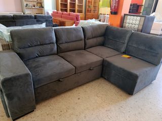Sofá rinconera gris - terciopelo