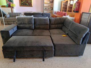 Sofá rinconera gris - terciopelo