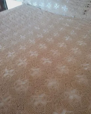 Coperta matrimoniale uncinetto beige