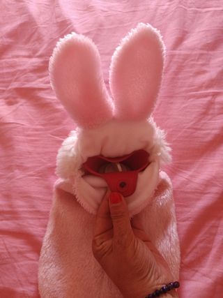 Calientacama conejito rosa