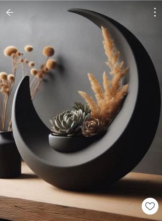Vaso Luna in plastica 3d Nero