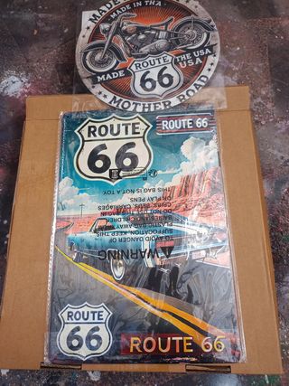 Placa metálica Ruta 66 - Vintage