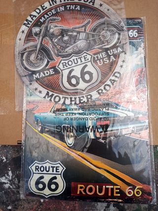Placa metálica Ruta 66 - Vintage