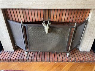 Protector Chimenea de bronce. Chispero.