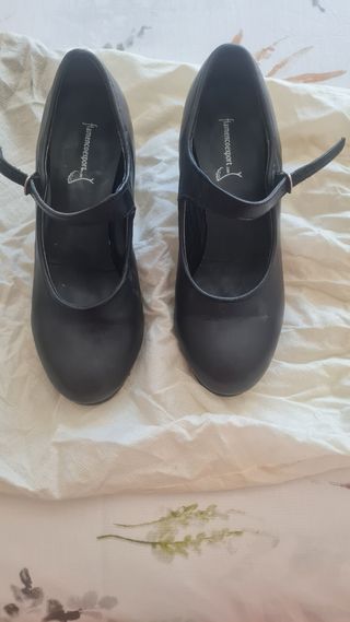 Zapatos Flamenco Piel Negros 37