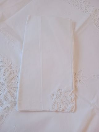 Mantel lino blanco 8 servilletas
