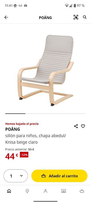 Sillón infantil POÄNG Ikea - Beige