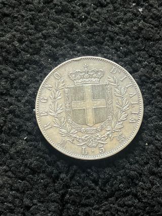 Moneta 5 Lire Vittorio Emanuele II 1869 Argento