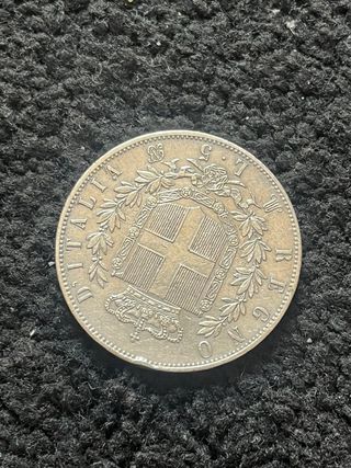 Moneta 5 Lire Vittorio Emanuele II 1869 Argento