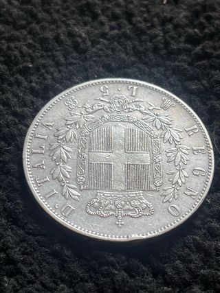 Moneta 5 Lire Vittorio Emanuele II 1869 Argento