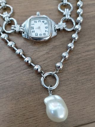 Collar doble Zara - Plata/Blanco