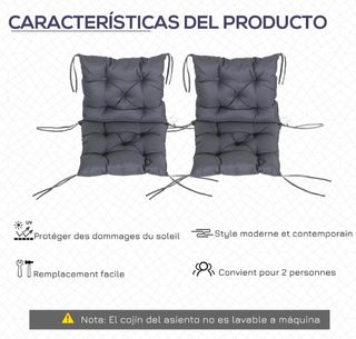 2 Cojines Silla Grises - Tela