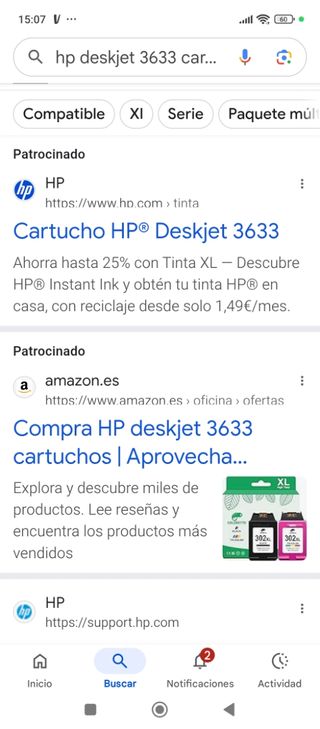 Impresora HP Desk Jet 3633.  Multifuncional