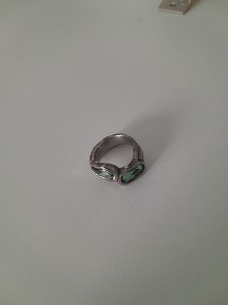 Anillo plata verde - Joya vintage, anillo mediano
