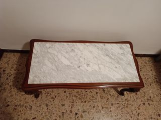 Mesa café antigua mármol-madera
