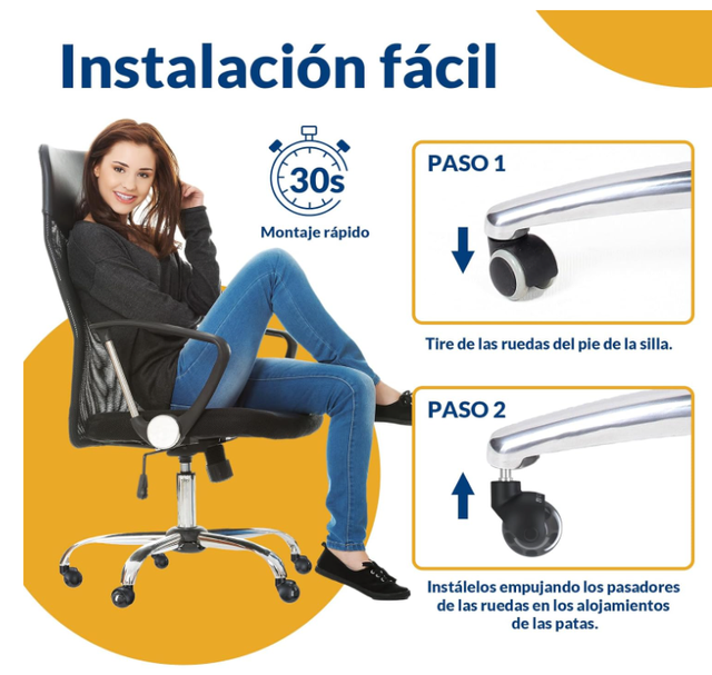 Ruedas Silla Oficina/Gaming 11x22 mm