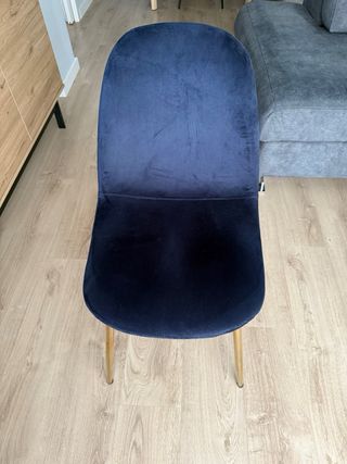 8 sillas terciopelo azul - patas doradas
