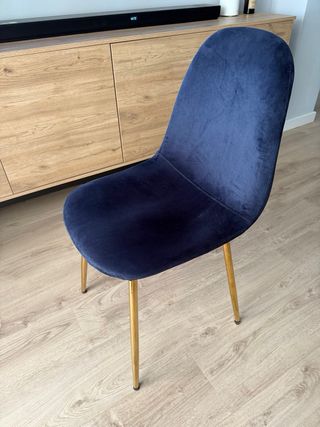 8 sillas terciopelo azul - patas doradas