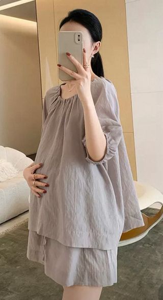 Traje gris seda hielo premamá - NUEVO