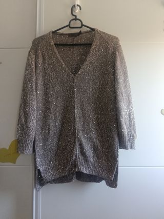 Jersey Cortefiel L - marrón y plata