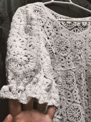 Blusa blanca crochet talla M