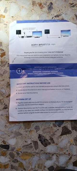 Antena HDTV portátil con cable