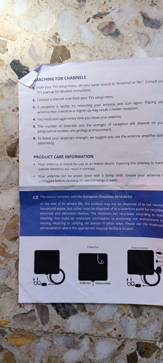 Antena HDTV portátil con cable