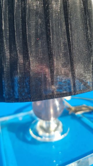 Lámpara sobremesa pie d cristal   pantalla de tela