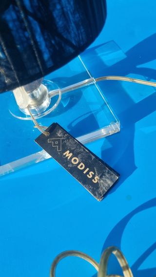 Lámpara sobremesa pie d cristal   pantalla de tela