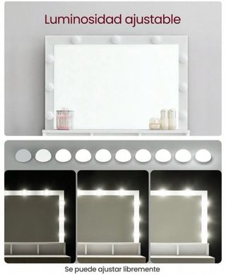 Tocador blanco con espejo LED