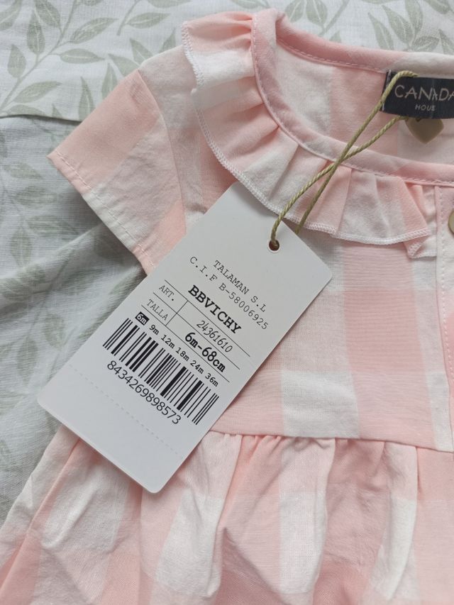 Vestido niña Canadá rosa cuadros 6m