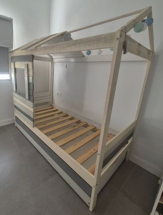 Cama nido infantil tipo cabaña