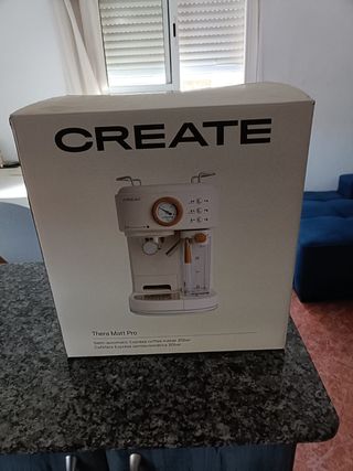 Cafetera express CREATE Retro, color blanco roto