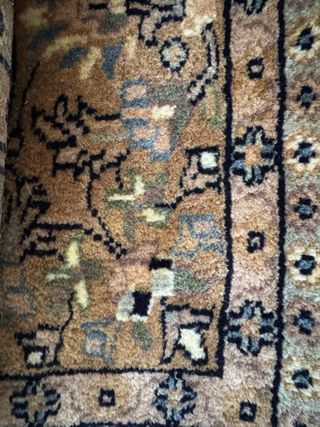 Alfombra india - Alfombra de lana marrón y beige