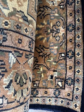 Alfombra india - Alfombra de lana marrón y beige