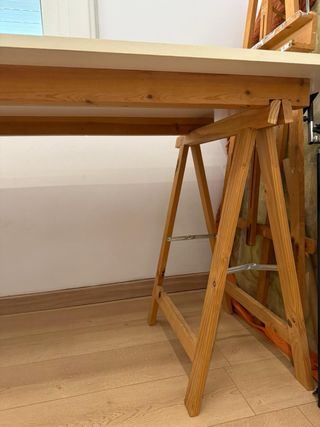 Mesa estudio/pintura blanco-madera