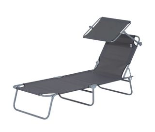 Tumbona plegable gris con toldo