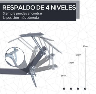 Tumbona plegable gris con toldo