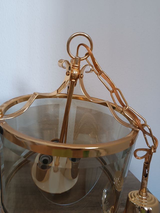 Lampara colgante dorada 3 luces