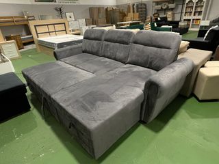 Sofá cama chaiselongue gris - Envio gratis!
