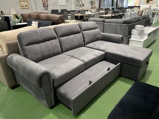 Sofá cama chaiselongue gris - Envio gratis!