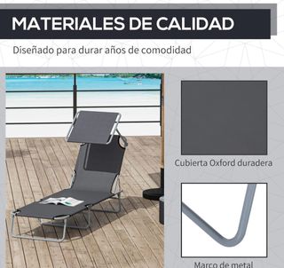 Tumbona Plegable Gris con Toldo