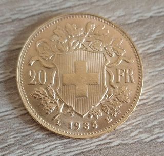 Moneda oro 20 Francos Suiza 1935